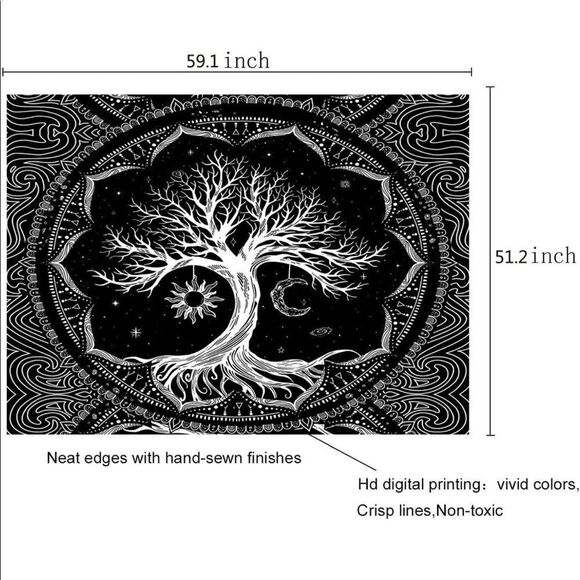 59 X 51 “ Tree of Life Tapestry - Picture 2 of 4
